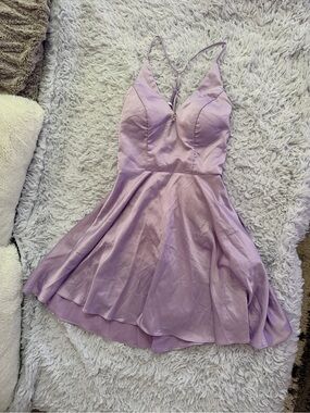 B. Darlin Lilac Lace-Up Satin Dress